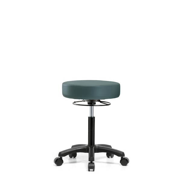 Med Bench Mini-Stool, Vinyl, Casters, Blu