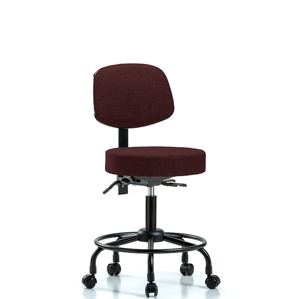 Desk Stool, Fabric, Bk, RT, Casters, Bur
