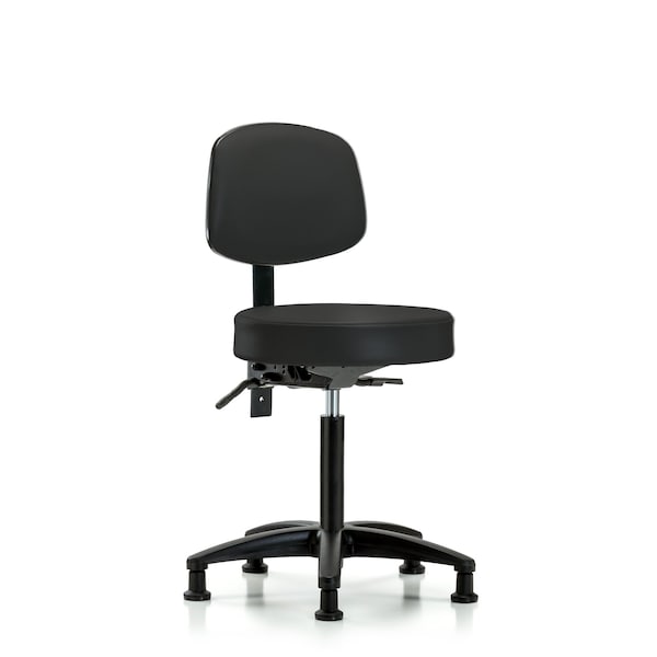 Bench Stool, Med, Vin, Bk, Tilt, Glides, BLK