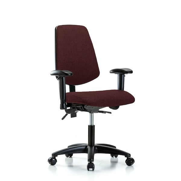 Desk Chair Fab Desk Chair, Med, Bk, AA, Casters, Bur, Adjustable Arms, 19" to 24" Height, Fabric