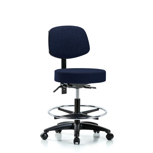 Bech Stool, Med, Fab, Bk, Tilt, CF, Cast, Nav