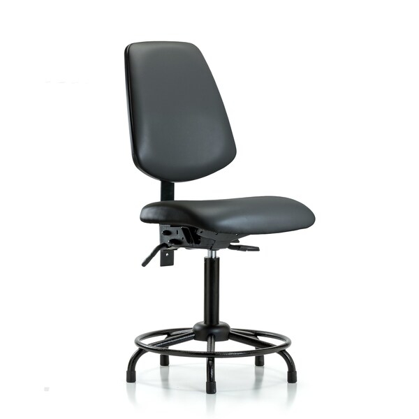 Vinyl Chair, Med Bench, Round Tube Base, Med Back, Tilt, Glides, Carbon