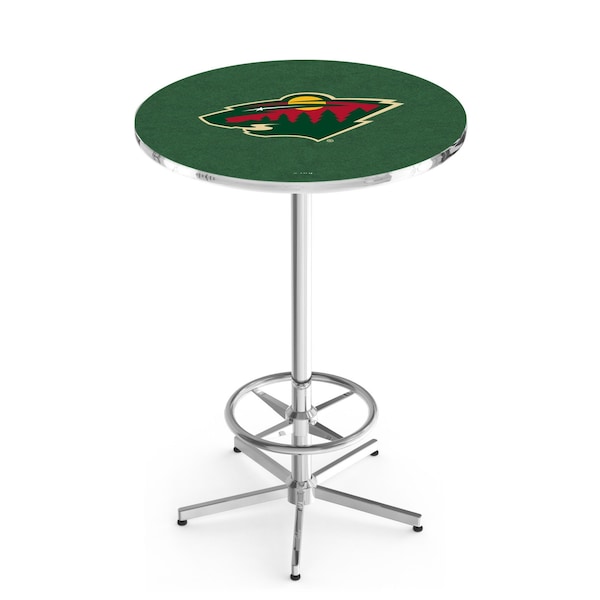 42" Chrome Minnesota Wild Pub Table, 36" dia. Top