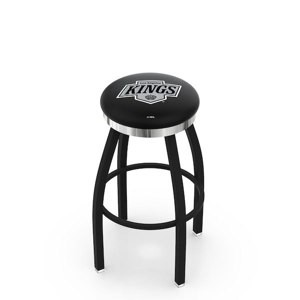 25" Blk Wrinkle Los Angeles Kings Swivel Bar Stool, Chrome Ring