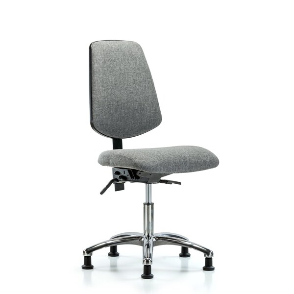 Desk Chair Fab Desk Chair, Med, Bk, Chrm, Glides, Gry, No Arms, 19" to 24" Height, Fabric, Grey