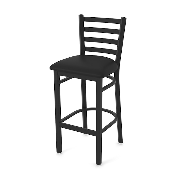 25" Stationary Counter Stool, Black Wrinkle, Black Vinyl Seat