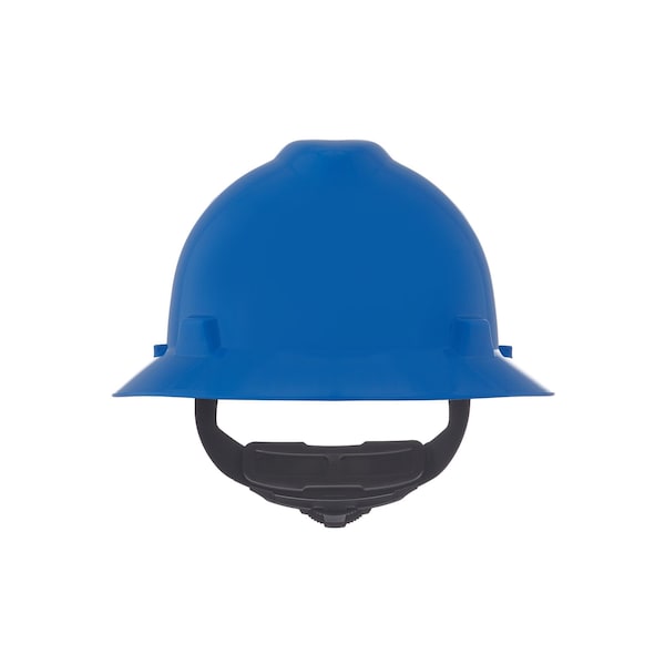 V-Gard Slotted Full Brim Hard Hat, Fas-Trac III Suspension, Type I, Class E, Blue