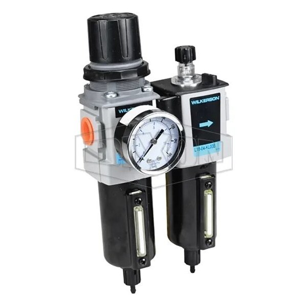 Wilkerson by  Combination Unit with Manual Drain and Guard, 1/2 in Port, 150 SCFM Flow Rate, Polycar