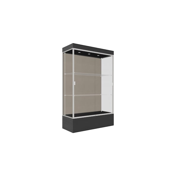 Lighted Floor Display Case 48x76x20, 12" Base, Satin