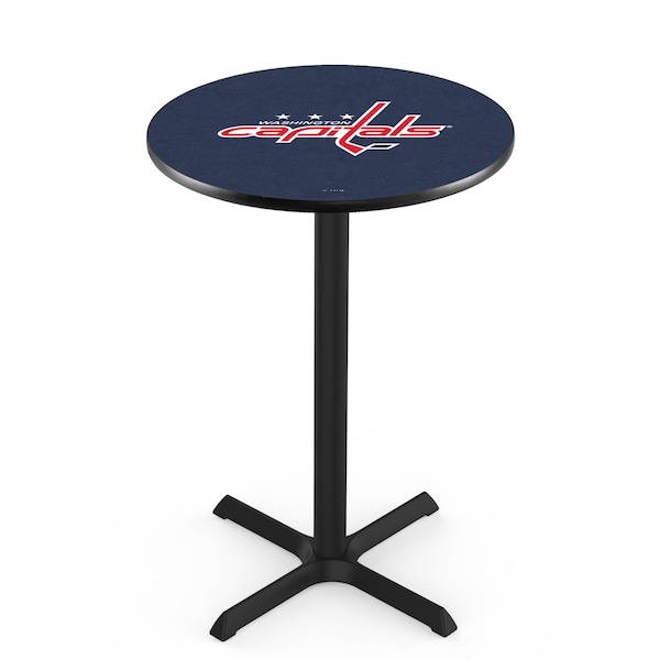 42" Blk Wrinkle Washington Capitals Pub Table, 36" dia. Top