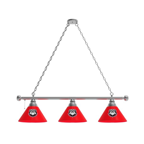 Georgia "Bulldog" 3 Shade Billiard Light, Chrome Fixture