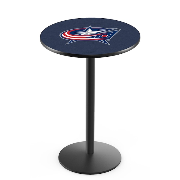 42" Blk Wrinkle Columbus Blue Jackets Pub Table, 36" dia. Top
