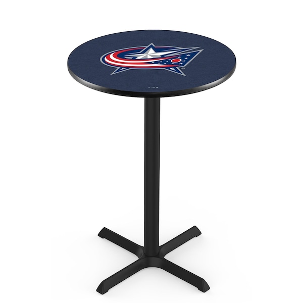 42" Blk Wrinkle Columbus Blue Jackets Pub Table, 36" dia. Top