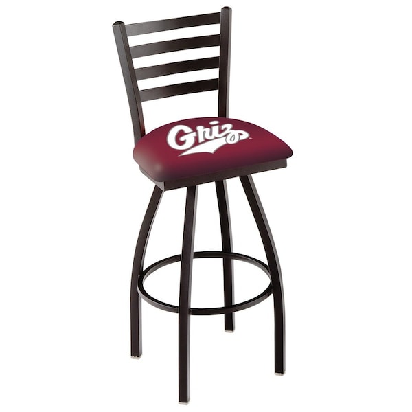 25" Blk Wrinkle Montana Swivel Bar Stool, Ladder Back