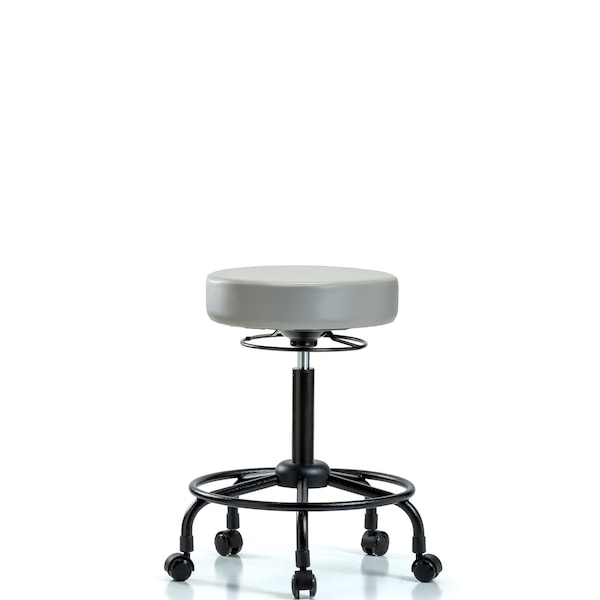 Bench Stool, Med, Vinyl, RT, Casters, Wht