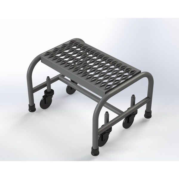 12" H Steel Industrial Rolling Ladder (Round Tube), 1 Steps, 450 lb. Load Capacity