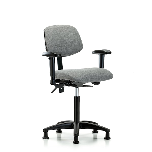 Chair, Fabric, Med Bench, AA Glides, Gry, 6-Way Adjustable, 22" to 29" Height, Gray