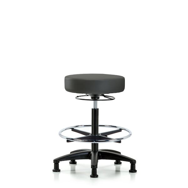 Bench Stool, Hi, Vinyl, CF, Glides, Gry