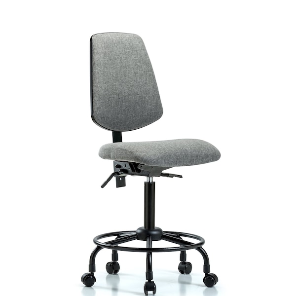 Fab Med Bench Chair, Bk, RT, Cast, Gry, No Arms, 24" to 31" Height, Gray