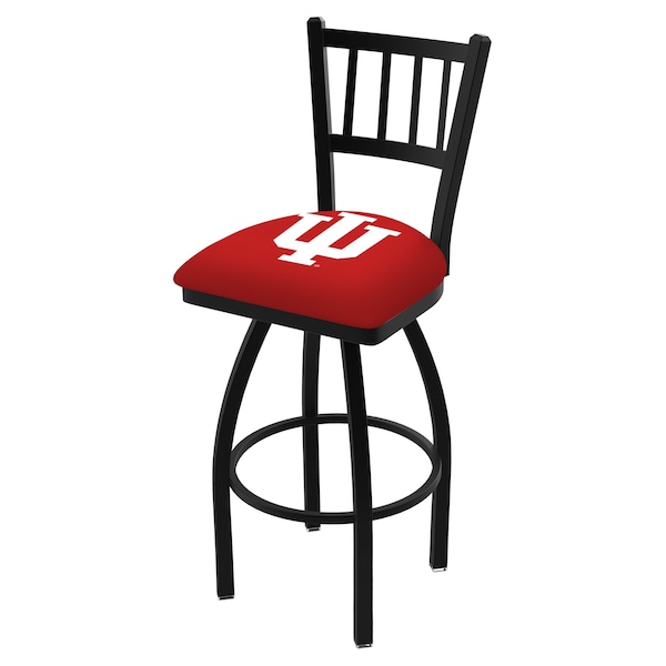 25" Blk Wrinkle Indiana Swivel Bar Stool, Jailhouse Back