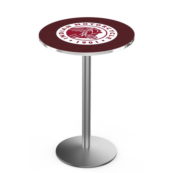 42" Stainless Steel Indian Motorcycle Pub Table, 36" dia. Top