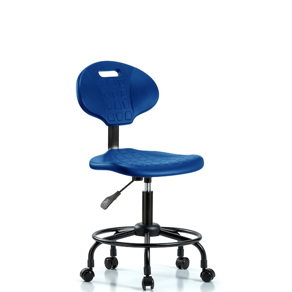 Erie Poly Chair, Desk, Round Tube Base, Casters, Blue