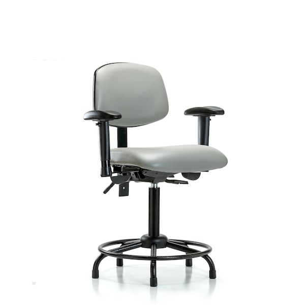 Bench Chair, Vinyl, RT, AA, Glides, Dov, 6-Way Adjustable, 22" to 29" Height, Dove