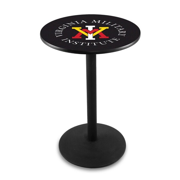 42" Blk Wrinkle Virginia Military Institute Pub Table, 36" dia. Top