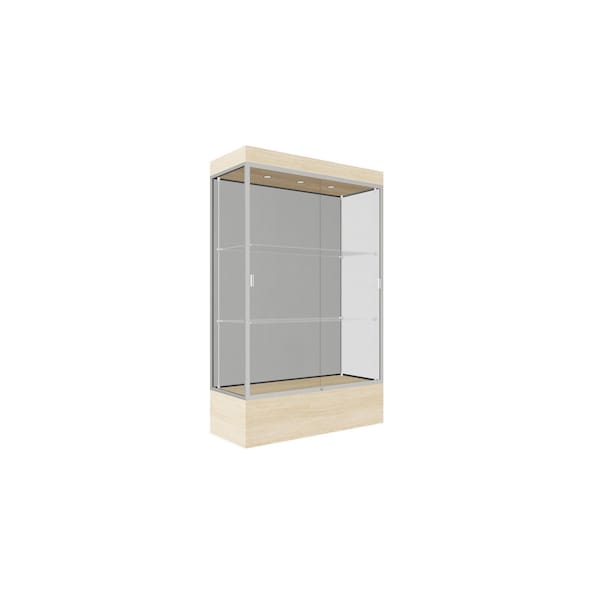 Lighted Floor Display Case 48x76x20, 12" Base, Satin