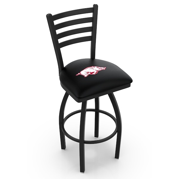 25" Blk Wrinkle Arkansas Swivel Bar Stool, Ladder Back