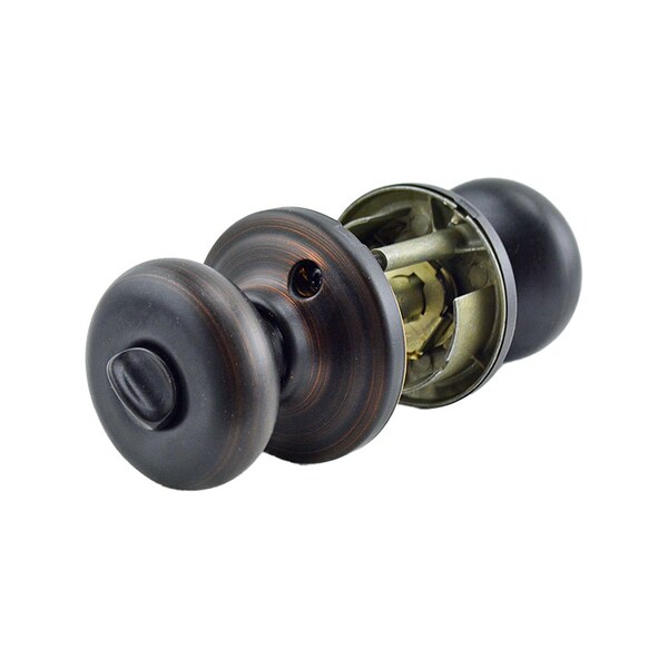 Hancock Knob Entry Door Lock with New Chassis with 6AL Latch and RCS Strike Venetian Bronze Finish