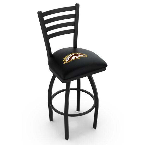 25" Blk Wrinkle Western Michigan Swivel Bar Stool, Ladder Back