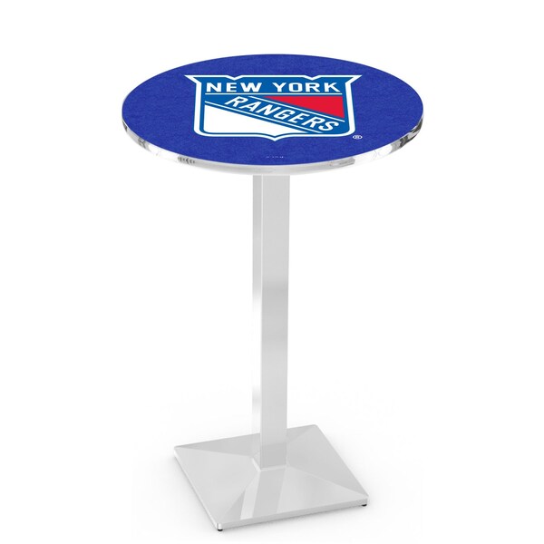 42" Chrome New York Rangers Pub Table, 36" dia. Top
