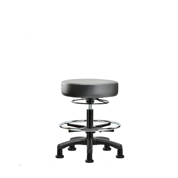 Vinyl Mini-Stool, Med Bench, CF, Glides, Sterling