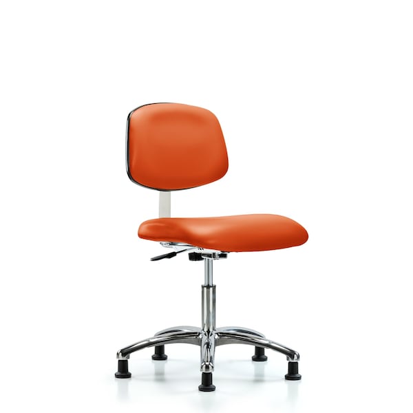 Clean Room Chair Desk Chair, Vinyl, Chrm, Glides, Org, CL10, 18" to 23" Height, Vinyl, Orange Kist