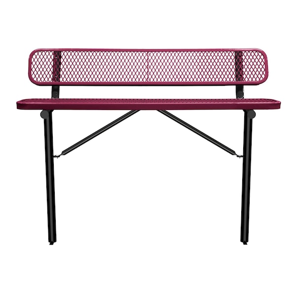 Bench/Back, Ingroud Mount, 6ft., Burgundy