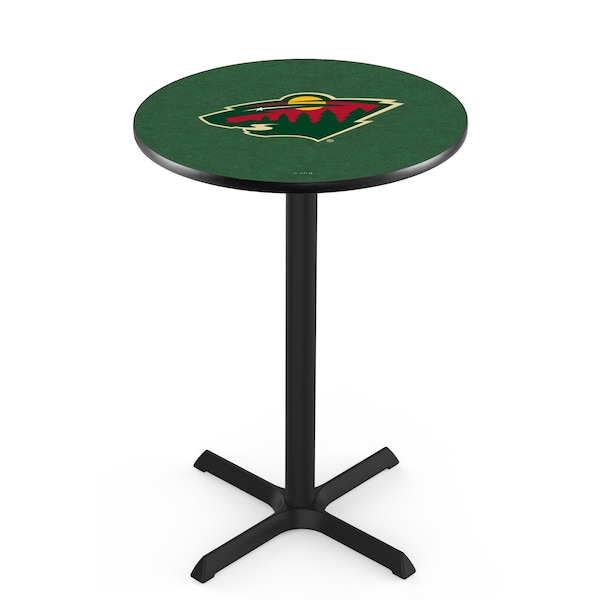 42" Blk Wrinkle Minnesota Wild Pub Table, 36" dia. Top