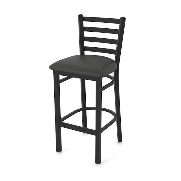 25" Stationary Counter Stool, Black Wrinkle, Canter Iron Seat