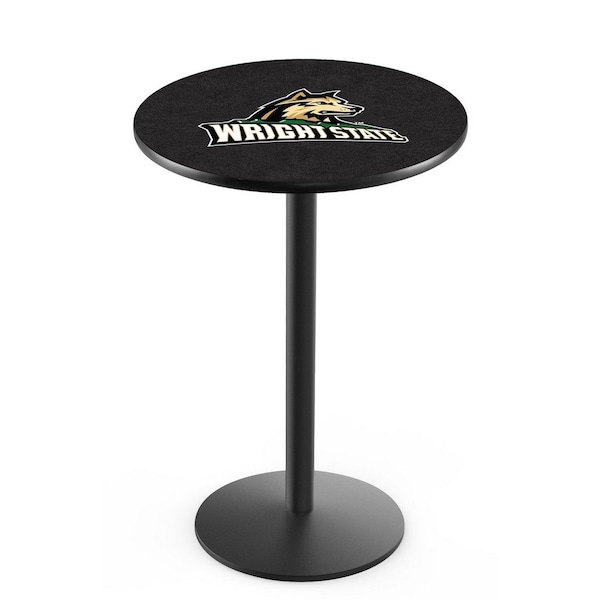 42" Blk Wrinkle Wright State Pub Table, 36" dia. Top