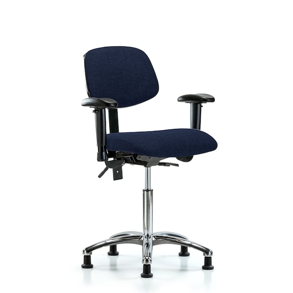 Chair, Fabric, Med Bench, Chr AA Glides, Nav, 6-Way Adjustable, 22" to 29" Height, Dark Blue