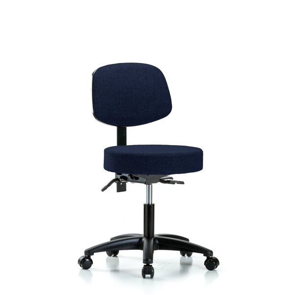 Desk Stool, Fabric, Bk, Casters, Nav