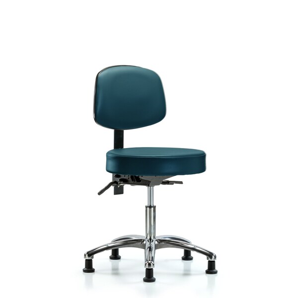 Vinyl Stool, Back Chrome, Desk, Tilt, Glides, Royal
