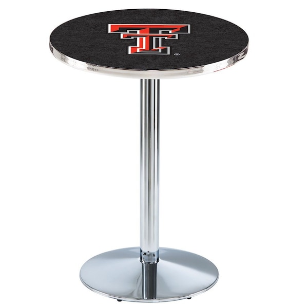 36" Chrome Texas Tech Pub Table, 36" dia. Top