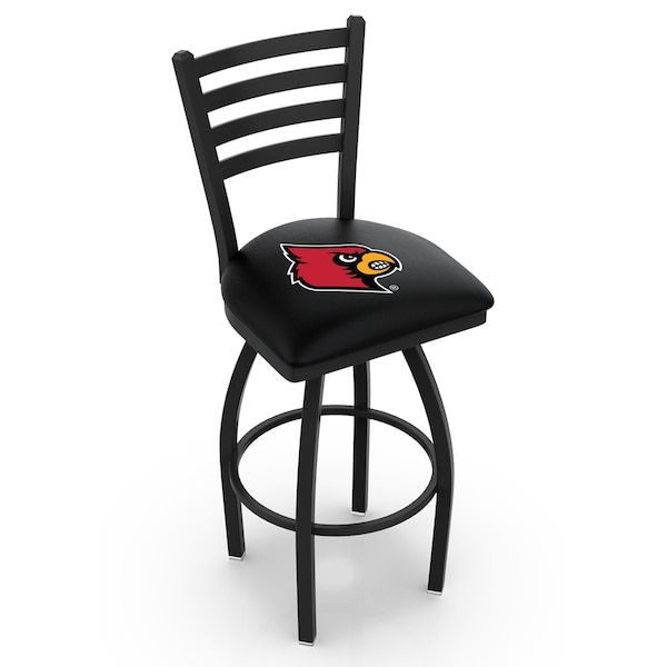 25" Blk Wrinkle Louisville Swivel Bar Stool, Ladder Back