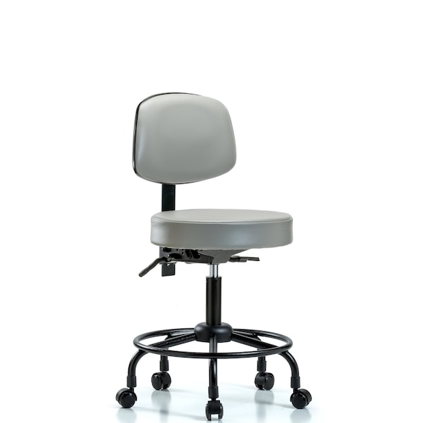 Desk Stool, Vinyl, Bk, RT, Tilt, Casters, Dov