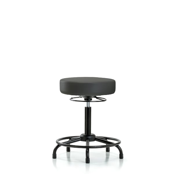 Bench Stool, Med, Vinyl, RT, Glides, Gry