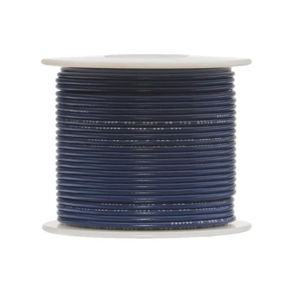 24 AWG Gauge UL1061 Stranded Hook Up Wire, 300V, 0044 Diameter, Blue, 100 ft Length
