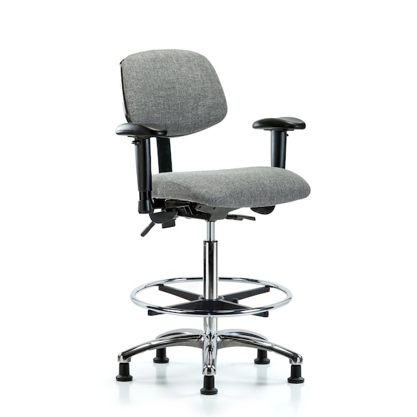 Chair, Fab, Hi Bench, Chr AA CF Glides, Gry, 6-Way Adjustable, 26" to 35-1/2" Height, Grey