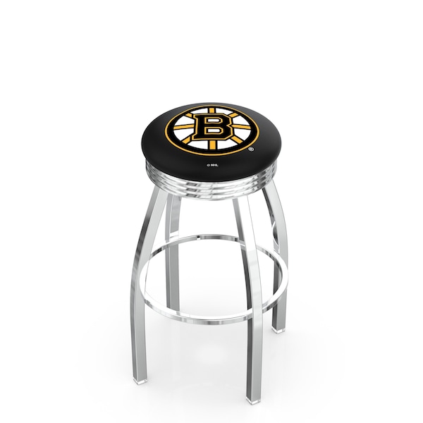 25" Chrome Boston Bruins Swivel Bar Stool, Accent Ring