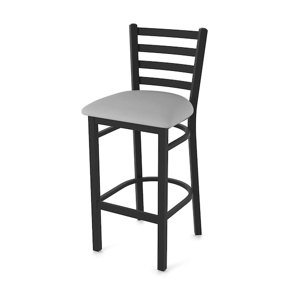 25" Stationary Counter Stool, Black Wrinkle, Canter Grey Seat